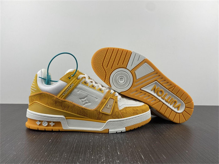 Luis Vitton Trainer Yellow Monogram Denim White 1A9JHB