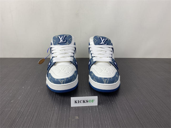 Luis Vitton LV Trainer Monogram Denim White Blue 1A9JGN