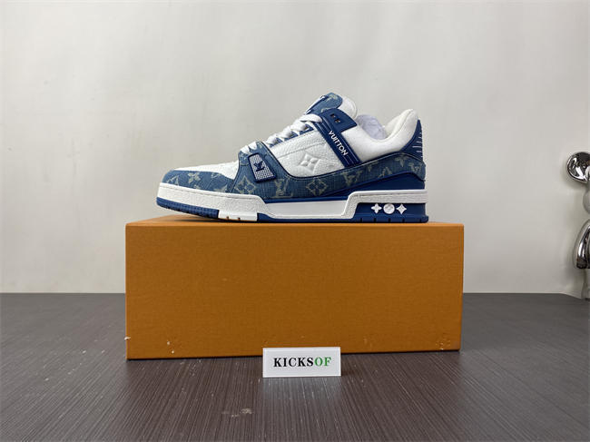 Luis Vitton LV Trainer Monogram Denim White Blue 1A9JGN